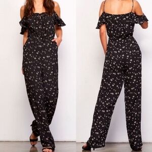 BB DAKOTA black floral jumpsuit